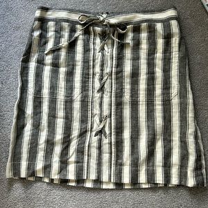 Madewell Linen Blend Gray/Cream Striped Mini Skirt Size 0 EUC